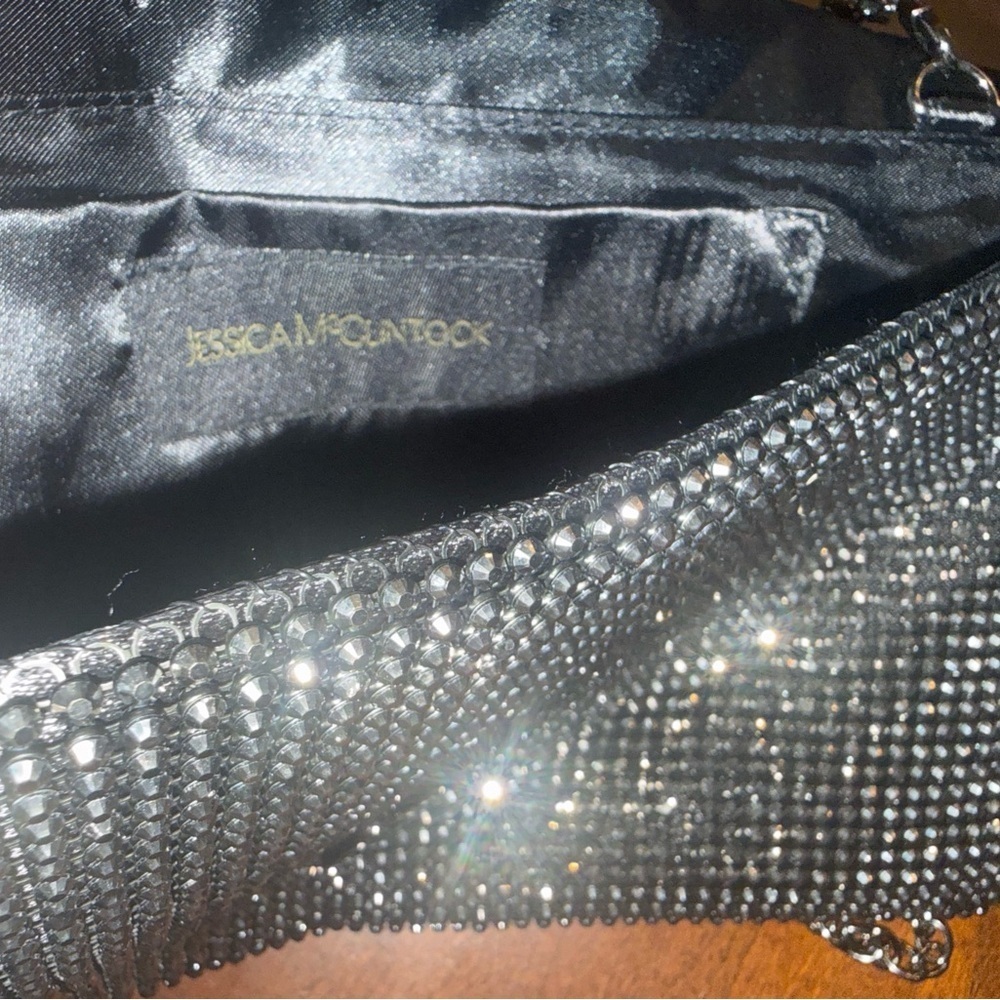 Jessica McClintock Black and Silver Rhinestone Clutch - Picture 2 of 4